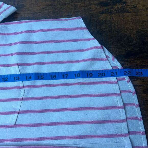 Velvet Hearts Linen Camp Shirt Womens L Stripe Short Sleeve Button Up Preppy - Picture 9 of 10